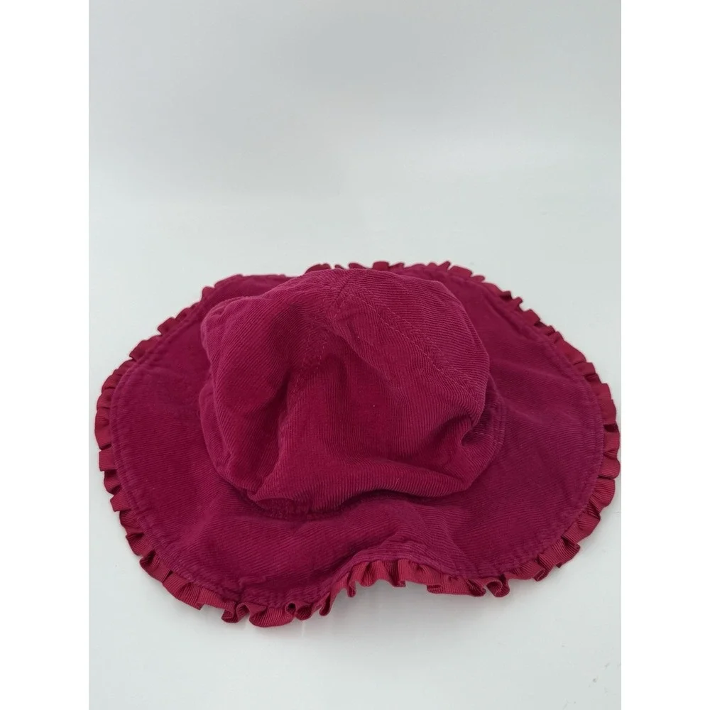 Ralph Lauren Pink Frill-Trim Hat Corduroy-Bow‎ Detail-RL Initials-Floral Lining